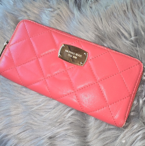 Michael Kors Handbags - Michael Kors Quilted Leather Large Wallet Coral Mk